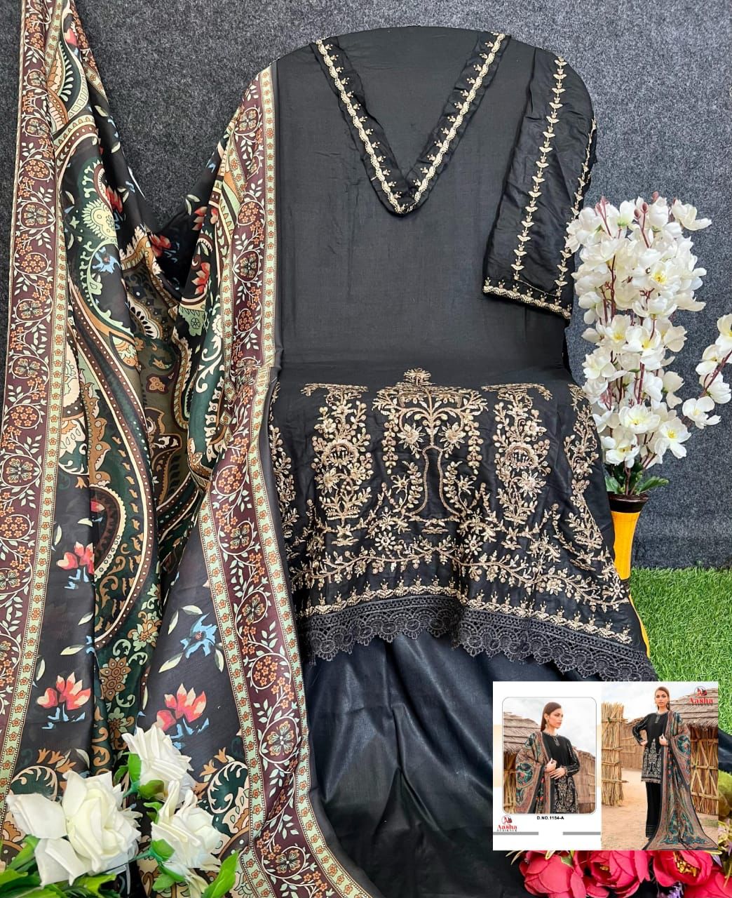 Aasha 1154 Rayon Embroidery Pakistani Suits Wholesale Shop In Surat

